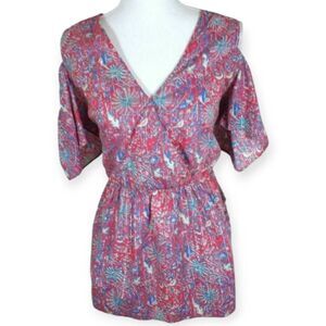 PINK, BLUE, & WHITE COLD SHOULDER TOP SZ.1X EUC.